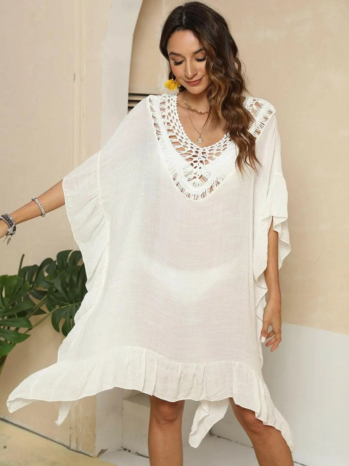 Chic sheer ruffled beach cover-up - Love Salve